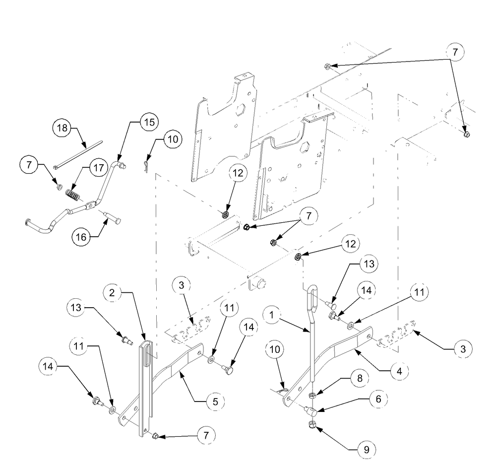 Implement Lift Hanger Diagram and Parts List for GT2186-44 13A298L710-13A298L712 Cub Cadet Lawn Tractor